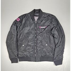 T-Mobile Bomber Jacket Mens Large Black Fossa Apparel Pink Logo Internet Patch